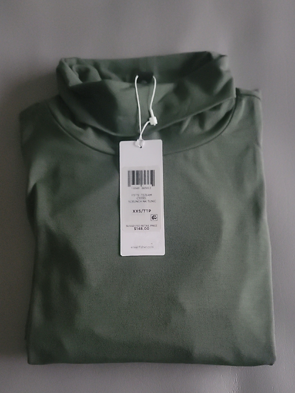 Eileen Fisher Cypress Scrunch Neck Tunic Top Size XXS NWT - Picture 13 of 14